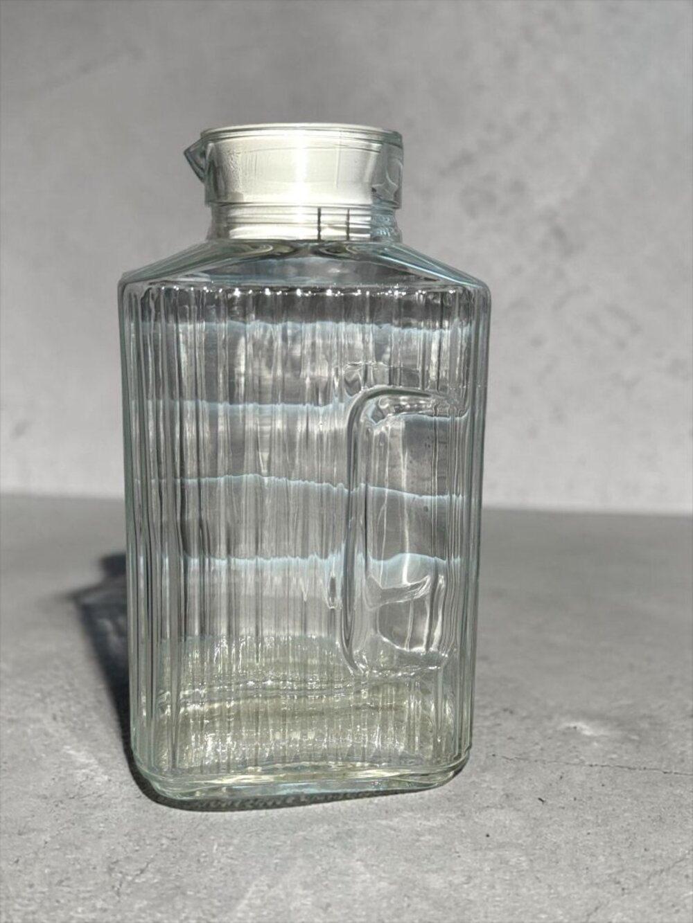 Vintage ARC France Glass Refrigerator 2 Quart Water Bottle W/White Pour Stopper